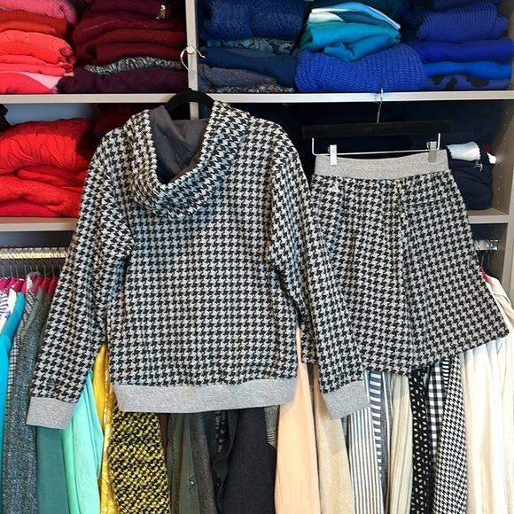Adidas Ivy Park gray and black houndstooth hoodie and shorts set size XXS/XS NWT - Picture 4 of 4